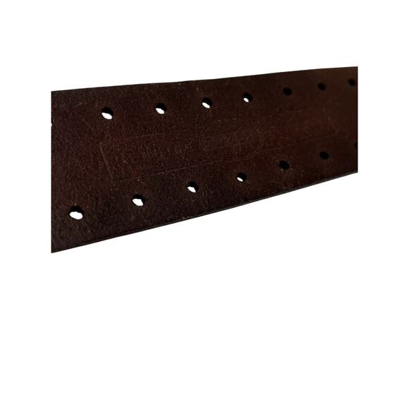 Fossil Belt Womens M Leather Brown 33 Tooled Studded Pierced Circles 31"-35" - Picture 5 of 6